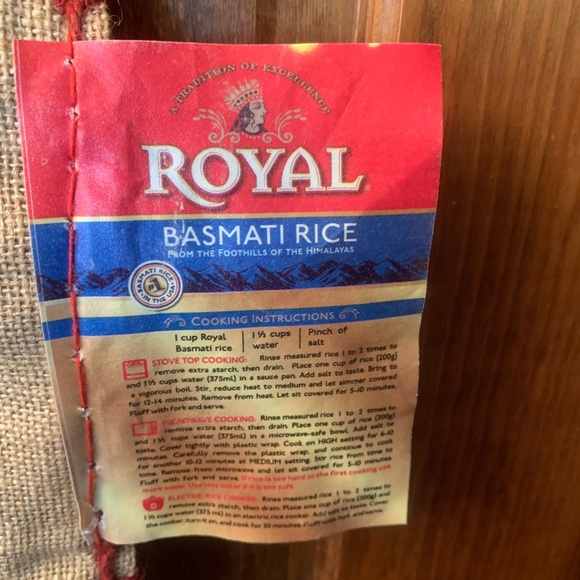 ROYAL 20 LB. Basmati Rice Bag, from the Foothills of the Himalayas. 2 Handles. - Picture 3 of 6
